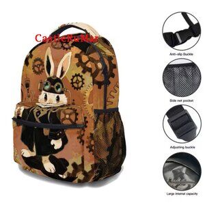 Steampunk Cartoon Rabbit with Goggles 17" Backpack $20 NWT Eternal Attire Style
